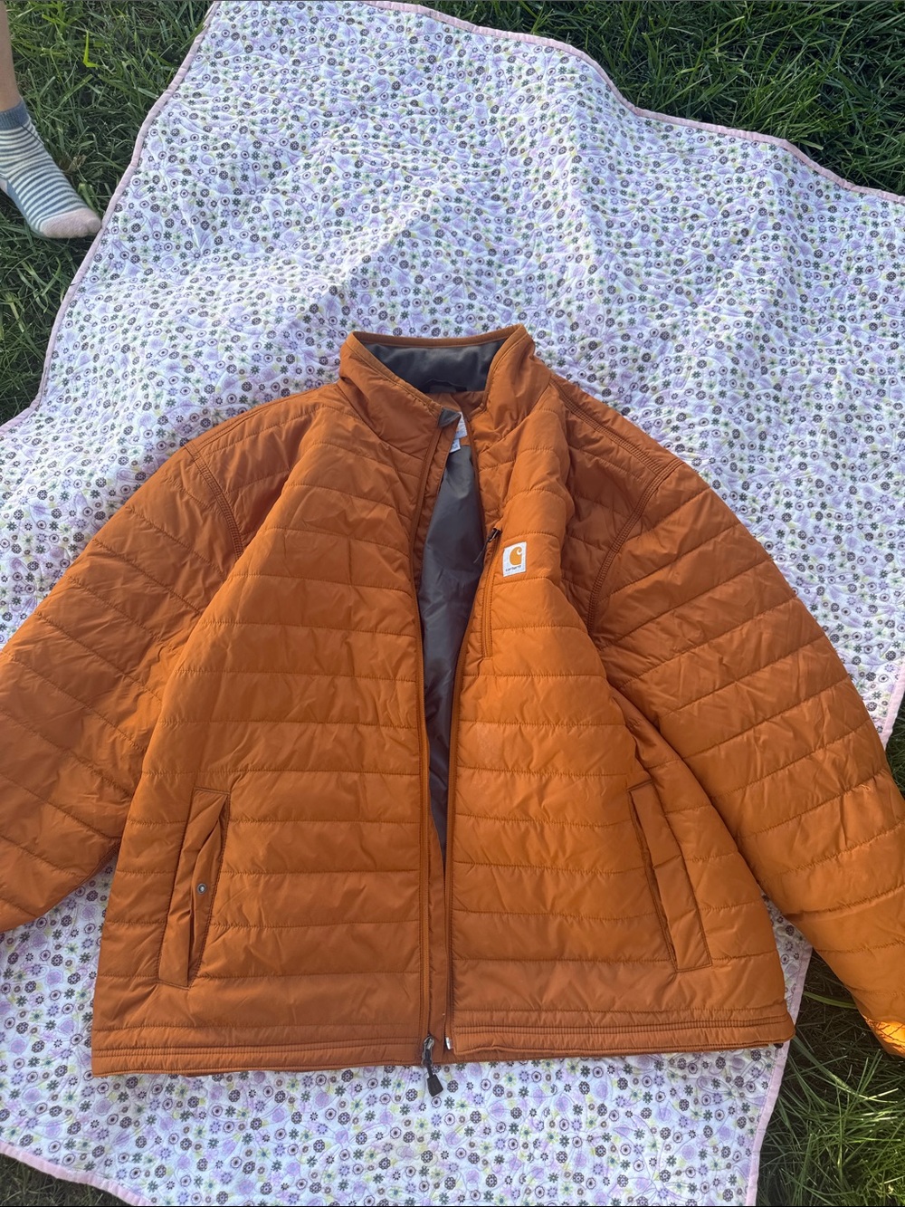 Carhartt Men’s Orange Quilted Insulated Puffer Jacket